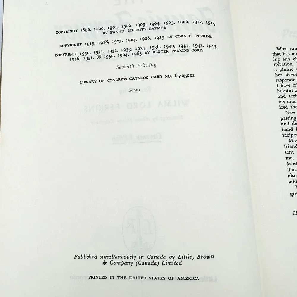 Fannie Farmer Cookbook Eleventh Edition Gold Hardcover Vintage 1965 Good